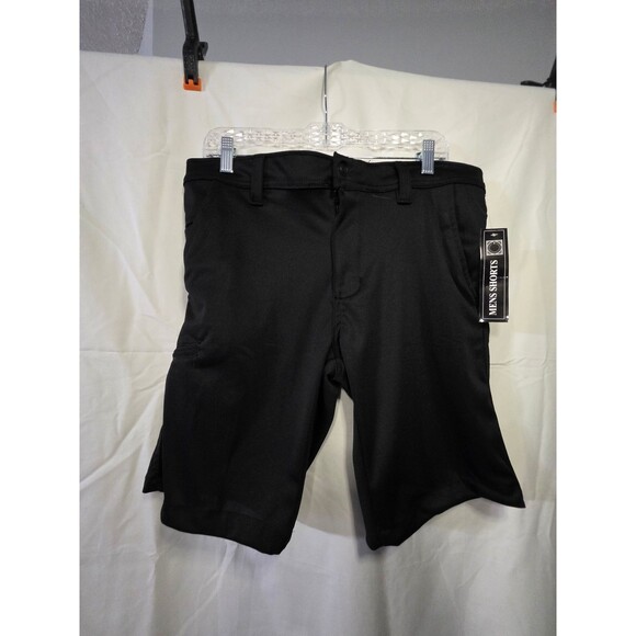 Plugg Other - Plugg Men's Black Chino Shorts Size 34 Stretch Logo Flat Front Casual